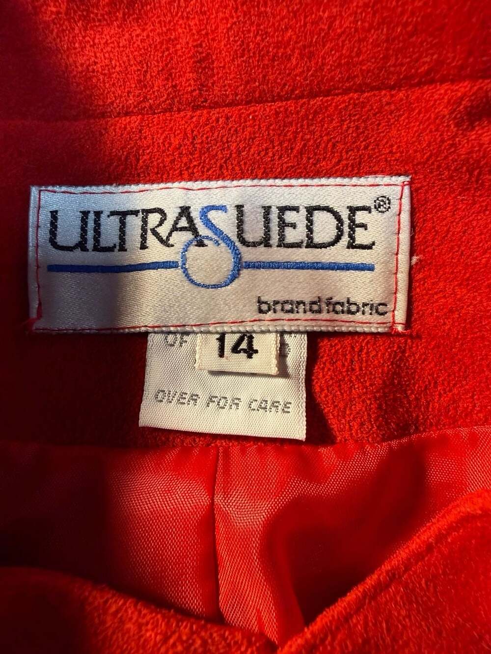 Ultrasuede Brand Fabric Red Embroidered Open Front Blazer Jacket Size 14 - Picture 2 of 3